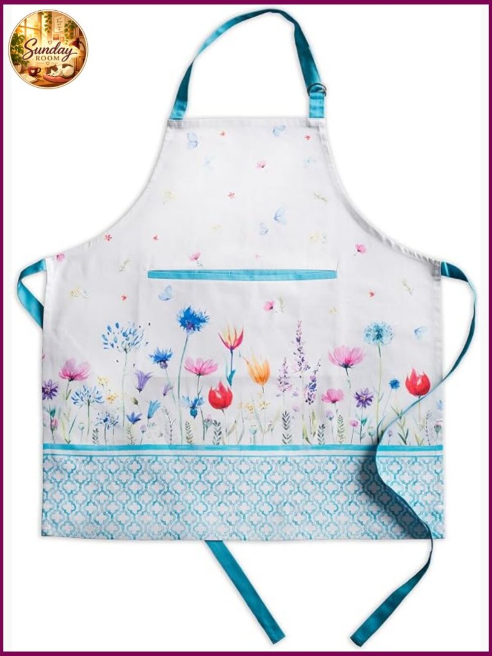Vintage Floral 100% Cotton Apron with Pocket Kitchen Chef Cooking